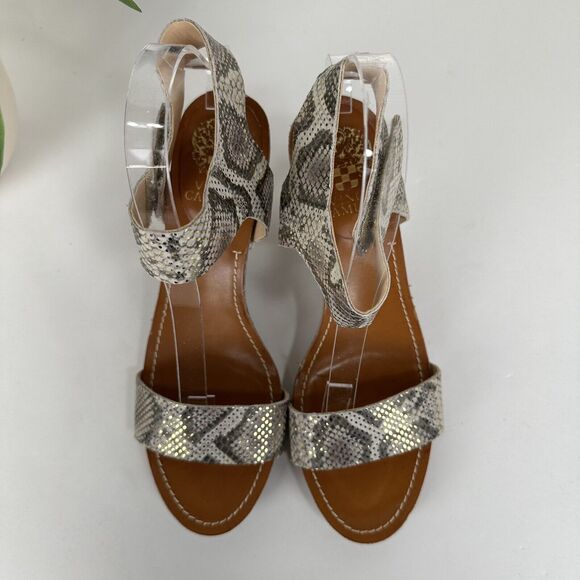 Vince Camuto Olinsa Pumps Gray Sparkle Snakeskin Print Ankle‎ Strap Shoe Size 8M - Picture 3 of 10